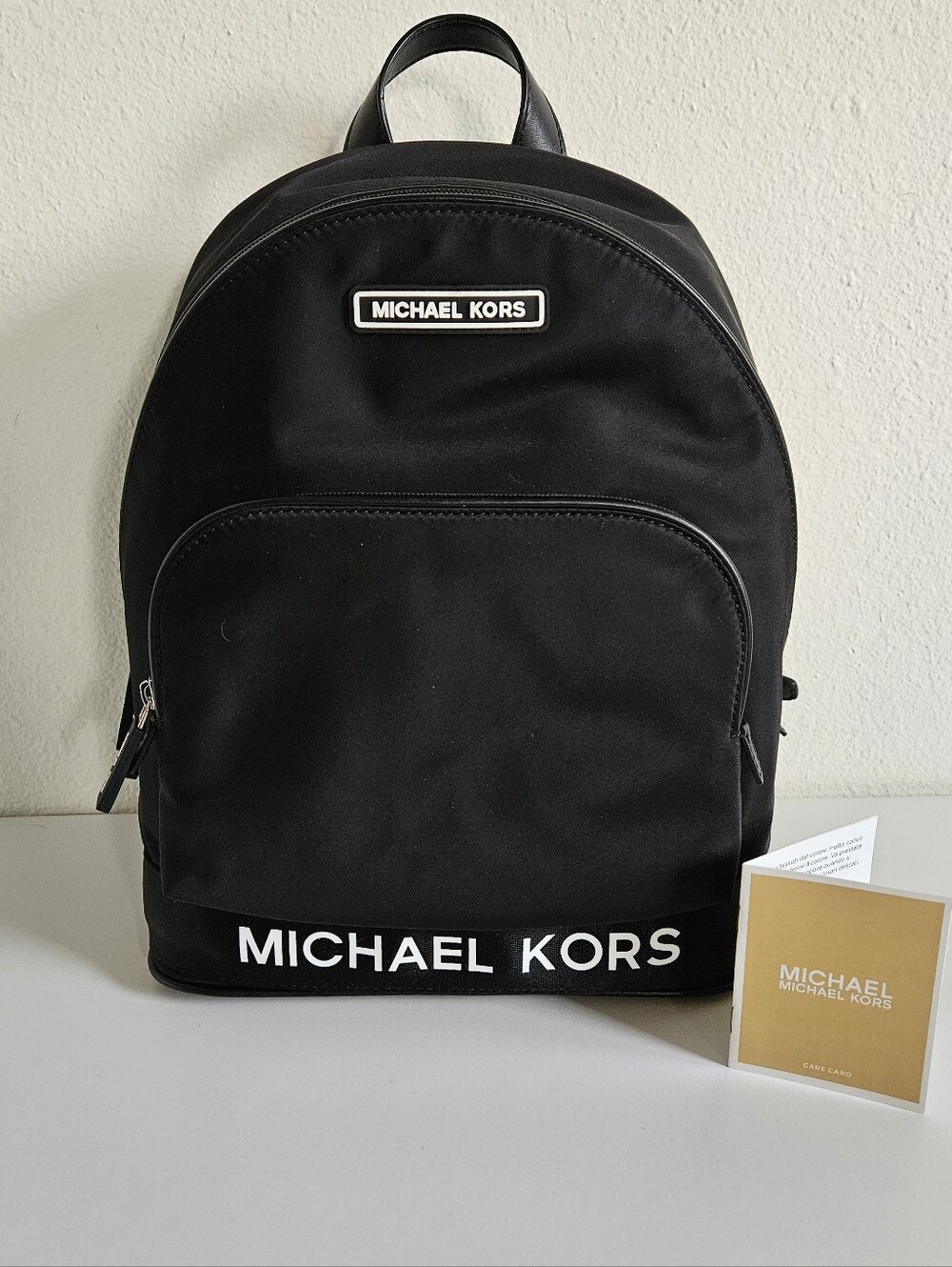 Michael Kors Black Nylon Logo Accent Backpack